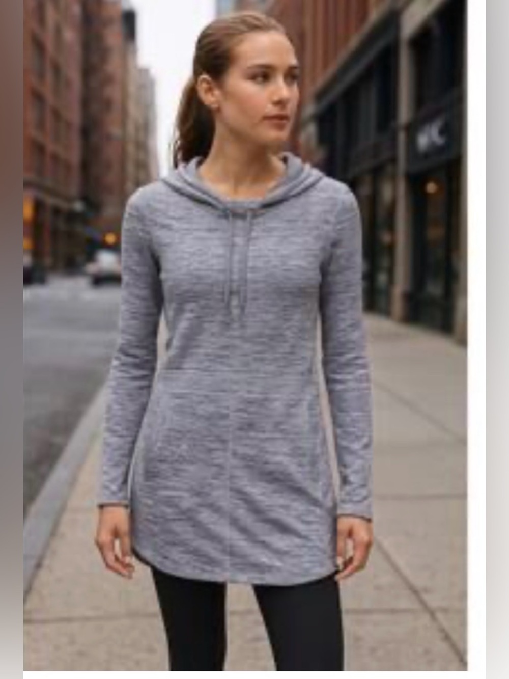 Athleta Techie Sweat Popover Dress, Grey Heather sz XXS